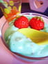 Soupe de fraises et sa mousse de pistache