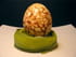 Oeuf marbr� au th� sur son nid de poireaux vinaigre