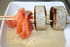 Brochettes de boudin et saumon � la cr�me d asperge
