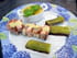Brochettes de  poissons au caviar d aubergine