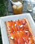 Tarte aux abricots et ses amandons, sorbet au romarin