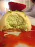D�me au chocolat blanc, mousse � la pistache 