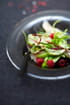 Saumon et marlin fum�s, salade aux framboises