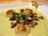 Velout� de poireau, girolles et Saint-Jacques po�l�es