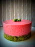 Bavarois framboises, pistaches et th� vert matcha