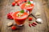 Gazpacho et son risotto au chorizo et parmesan