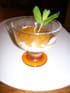 Cr�me � la banane surmont�e d un coulis de mangue