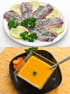 Soupe froide de carotte orange & coriandre accompagn�e de ses filets de sardines 
